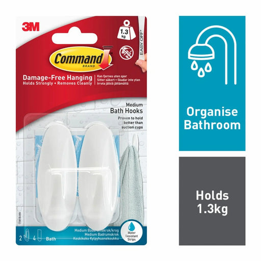 Stax Command™ Bath Medium Designer Hooks 2 Hooks, 4 Medium Strips