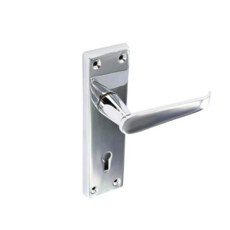 Securit Chrome Flat Lock Handles (Pair) 150mm