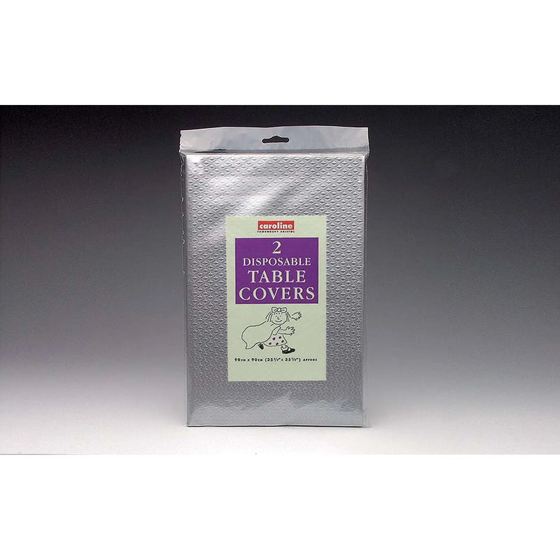 Caroline Square Paper Table Covers 90cm Silver, 2 Pack