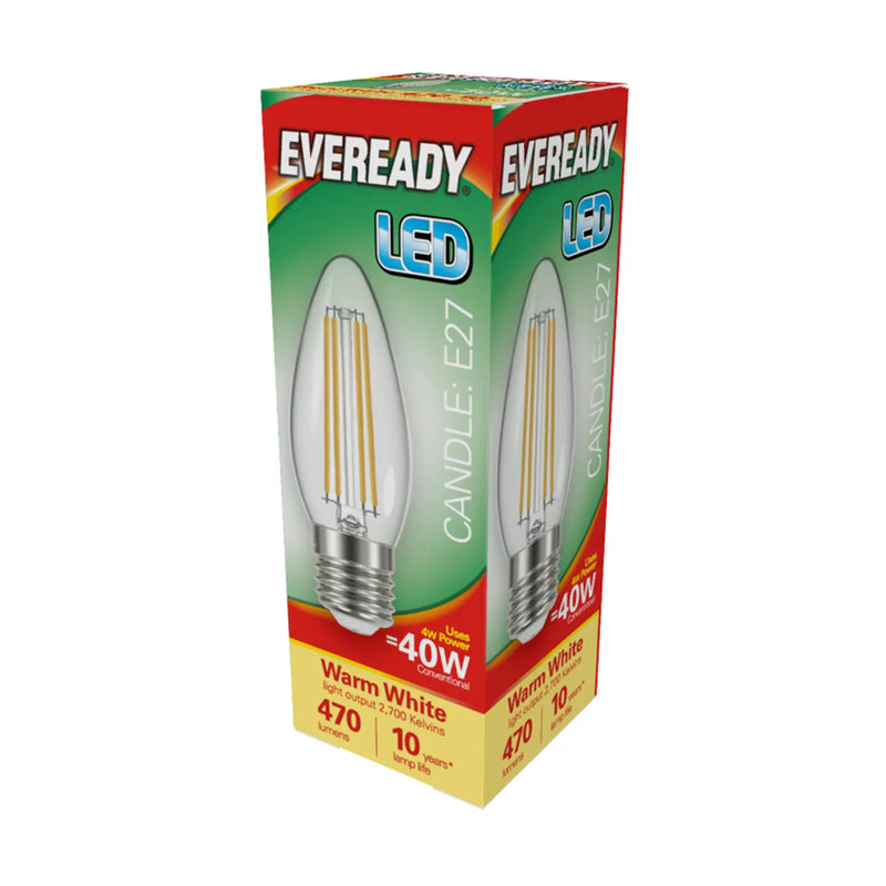 Eveready LED Filament Candle 470LM E27 ES 4W 27000K