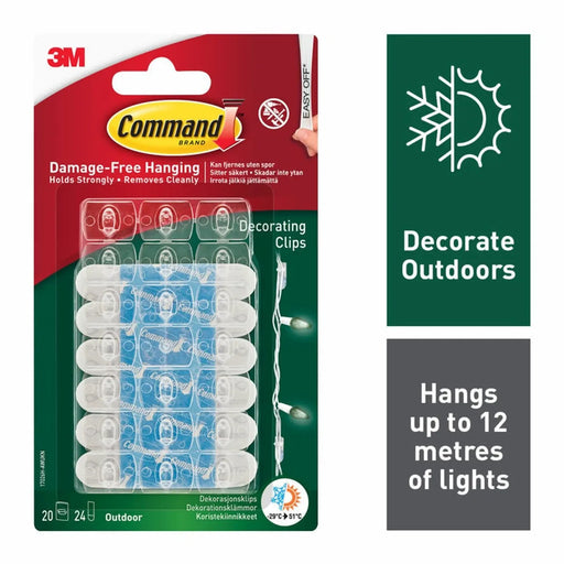 Stax Command™ Outdoor Decorating Clips 20 Clips, 24 Water Resistant Strips