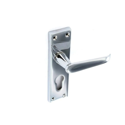 Securit Chrome Flat Euro Lock Handles 48mm C/C (Pair) 150mm