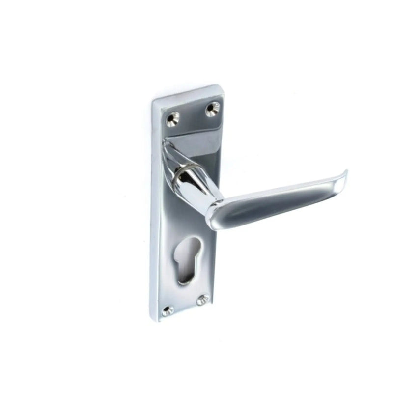 Securit Chrome Flat Euro Lock Handles 48mm C/C (Pair) 150mm