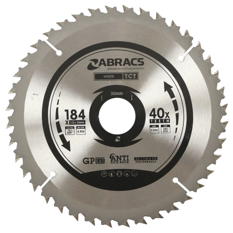 Abracs Circular Saw Blade 184mm x 30mm x 40t 240v
