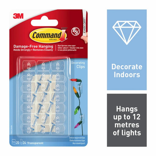 Stax Command™ Clear Decorating Clips with Clear Strips 20 Clips / 24 Mini Strips
