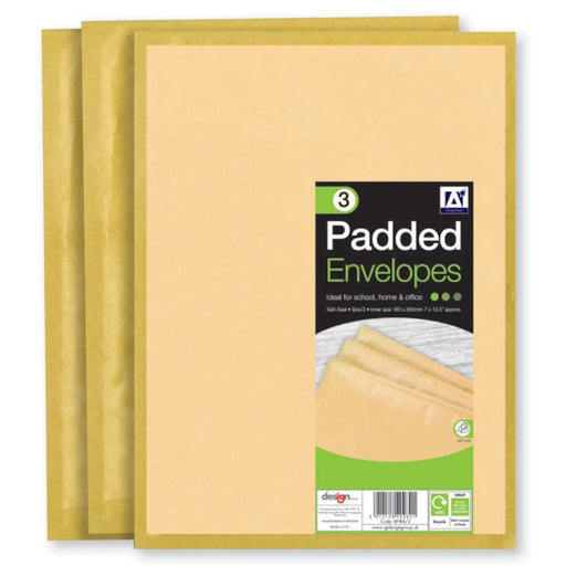 Stax I G Design Padded Brown Envelopes 200 x 275 Pack 3