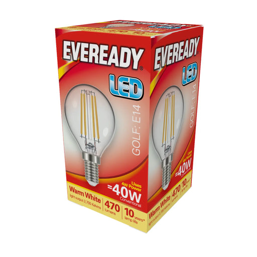 Eveready LED Filament Golf 470LM E14 SES 4W 27000K