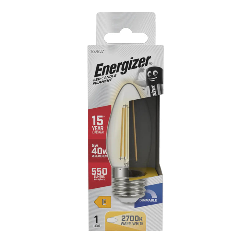 Energizer Filament LED Candle E27 Dimmable 5w 470lm