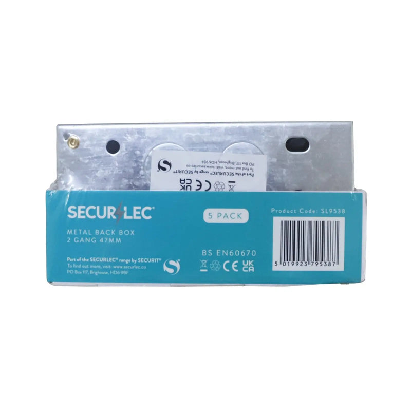 Securlec 47mm 2 Gang Metal Box to BS4664 Pre-Packed