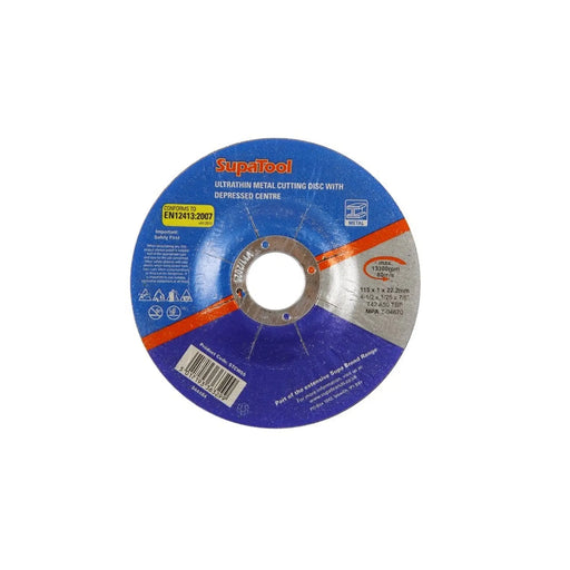 SupaTool Ultrathin Metal Cutting Disc With Depressed Centre 115mm x 1mm