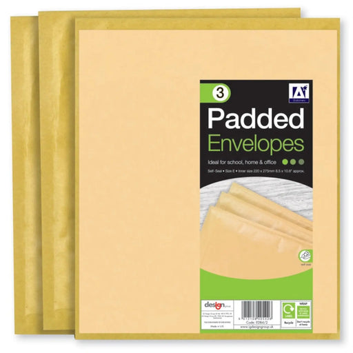 Stax I G Design Padded Brown Envelopes 240 x 275 Pack 3