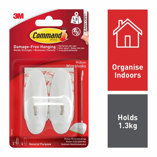 Stax Command™ Medium Wire Hooks 2 Hooks, 4 Medium Strips