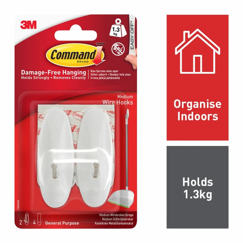 Stax Command™ Medium Wire Hooks 2 Hooks, 4 Medium Strips