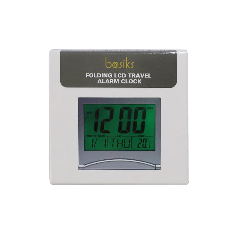 Basiks Folding LCD Travel Alarm Clock