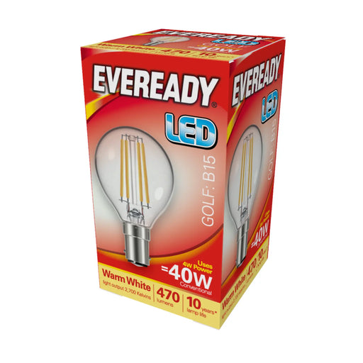 Eveready LED Filament Golf 470LM B15 SBC 4W 27000K