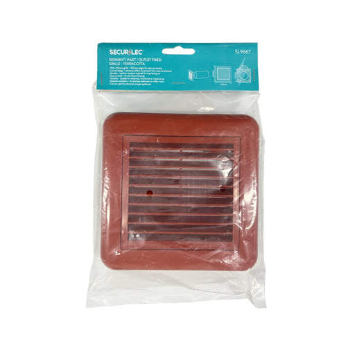 Securlec Inlet/Outlet Multi Fit Fixed Grill Terracotta 100mm 4"