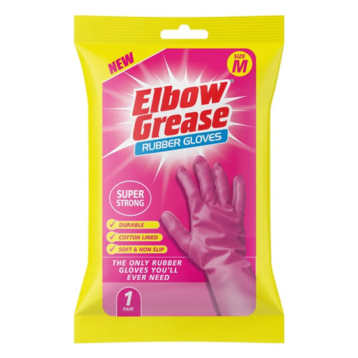 Elbow Grease Pink Super Strong Rubber Gloves Medium