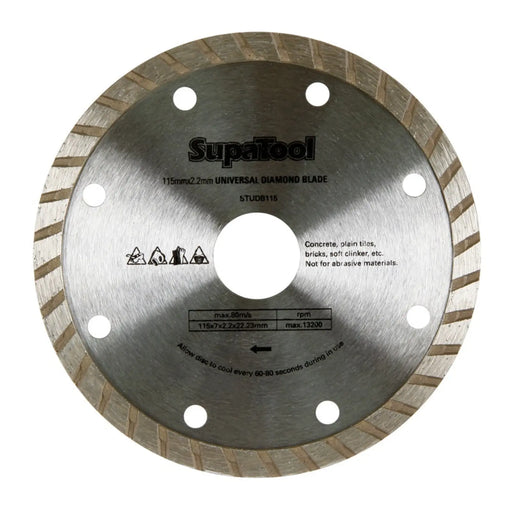 SupaTool Universal Diamond Blade 115 x 7 x 2.2 x 22.23mm.