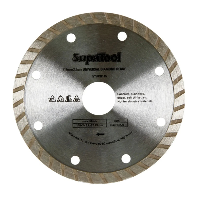 SupaTool Universal Diamond Blade 115 x 7 x 2.2 x 22.23mm.