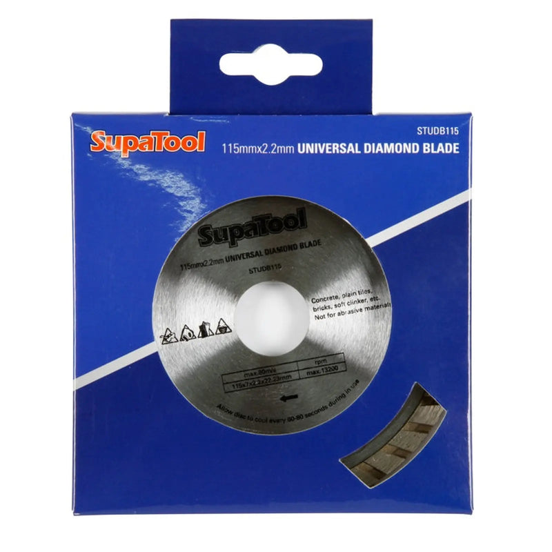 SupaTool Universal Diamond Blade 115 x 7 x 2.2 x 22.23mm.