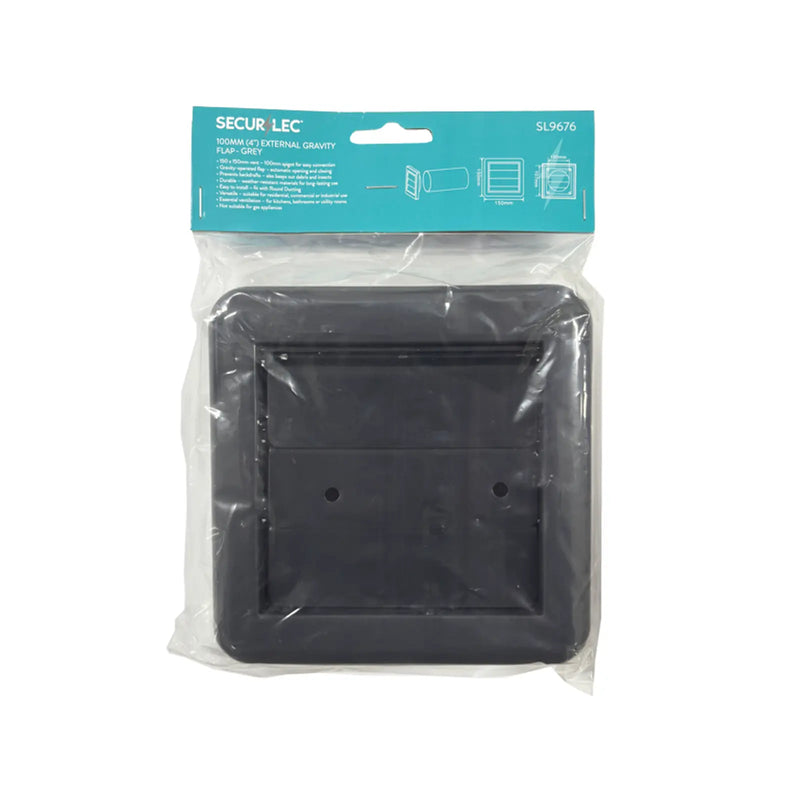 Securlec External Gravity Flap Grey 100mm 4"