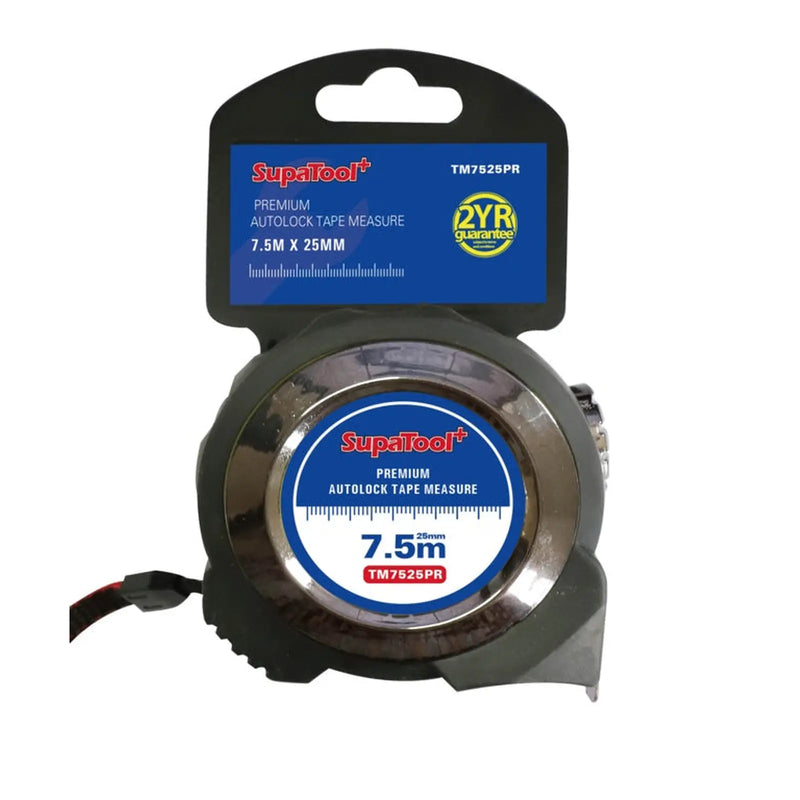 SupaTool Premium Auto Lock Tape Measure 7.5m x 25mm