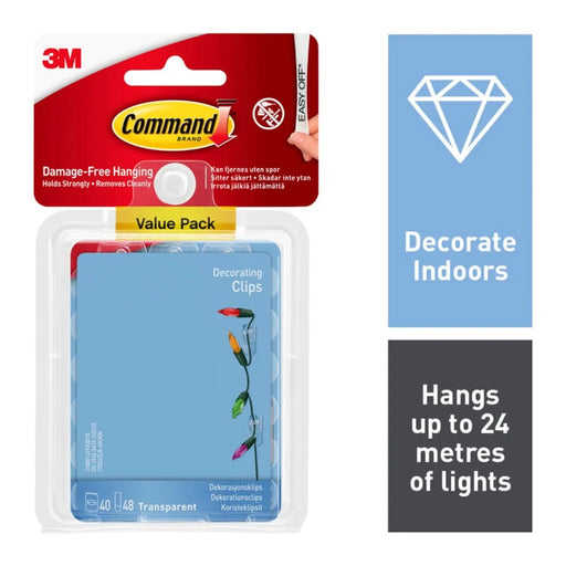 Stax Command™ Clear Decorating Clips With Clear Strips Value Pack 40 Clips, 48 Strips