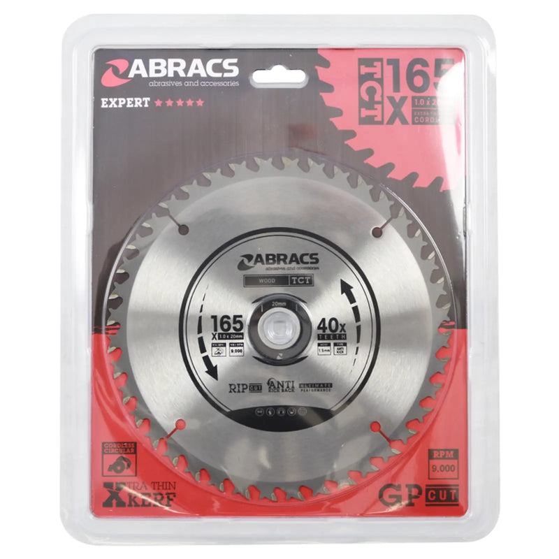 Abracs Circular Saw Blade 165mm x 20mm x 40t 240v