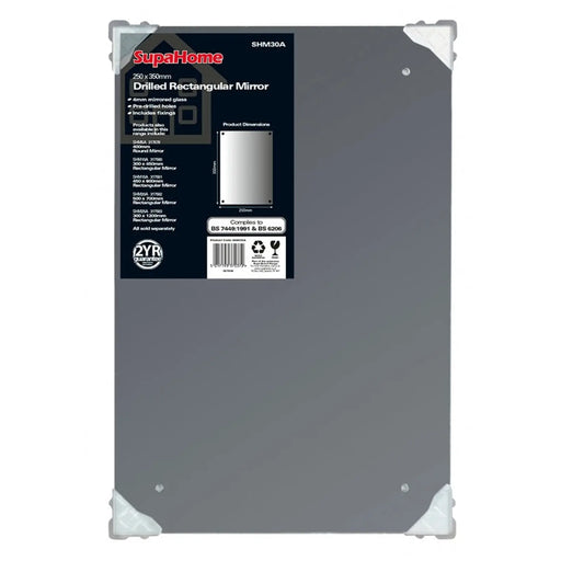SupaHome Drilled Rectangular Mirror 250x350mm