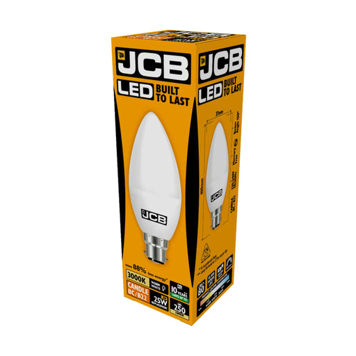 JCB LED Candle 250lm Opal 3w B22 3000k