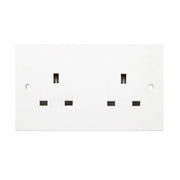 Securlec 2 Gang Unswitched Socket Square Edge