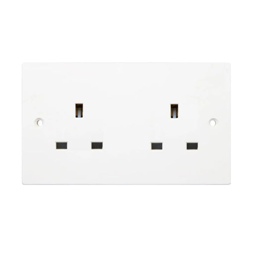 Securlec 2 Gang Unswitched Socket Square Edge