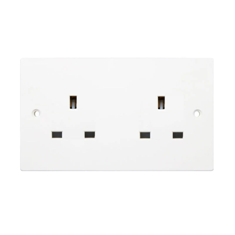 Securlec 2 Gang Unswitched Socket Square Edge