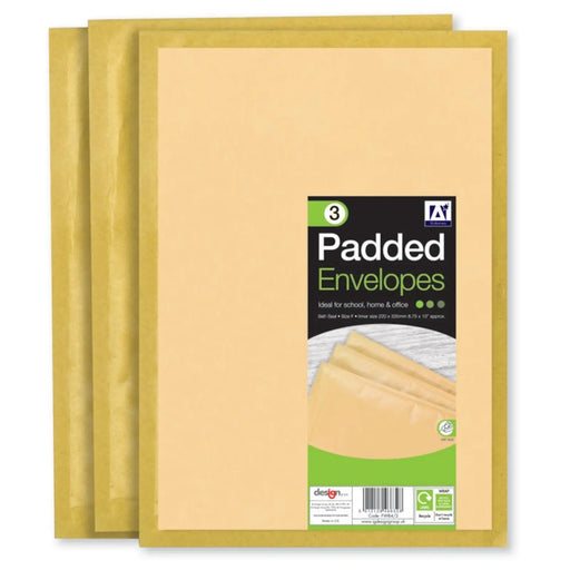 Stax I G Design Padded Brown Envelopes 240 x 345 Pack 3