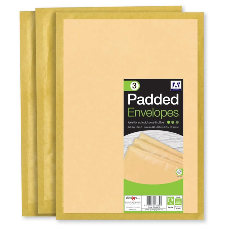 Stax I G Design Padded Brown Envelopes 240 x 345 Pack 3