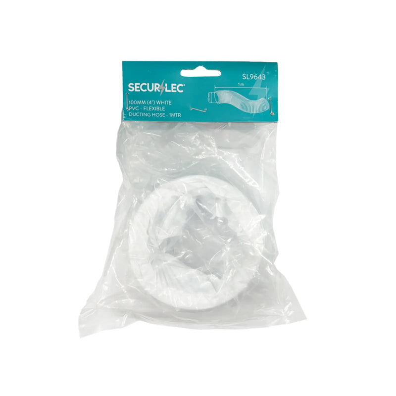 Securlec White PVC Flexible Ducting 1m x 100mm 4"