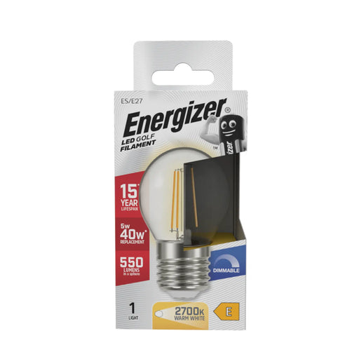 Energizer Filament LED Golf E27 Dimmable 5w 470lm 2700k