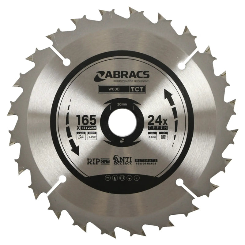 Abracs Circular Saw Blade 165mm x 20mm x 24t 240v