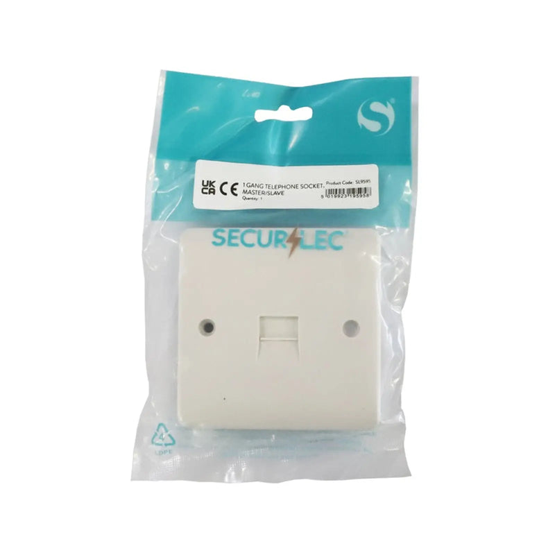 Securlec 1 Gang Telephone Socket Master Round Edge