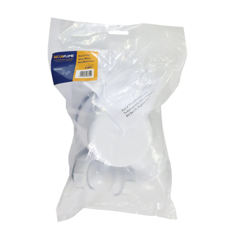 Securplumb Shower Tray Waste Matt Black Cover 90mm