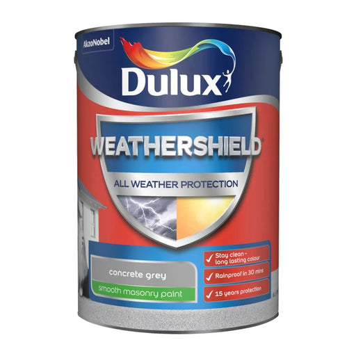 Dulux Weathershield Smooth Masonry Paint 5L Concrete Grey