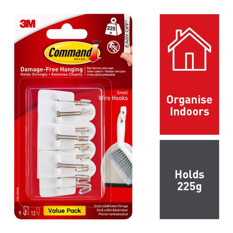 Stax Command™ Small Wire Hooks Value Pack 9 Hooks, 12 Small Strips