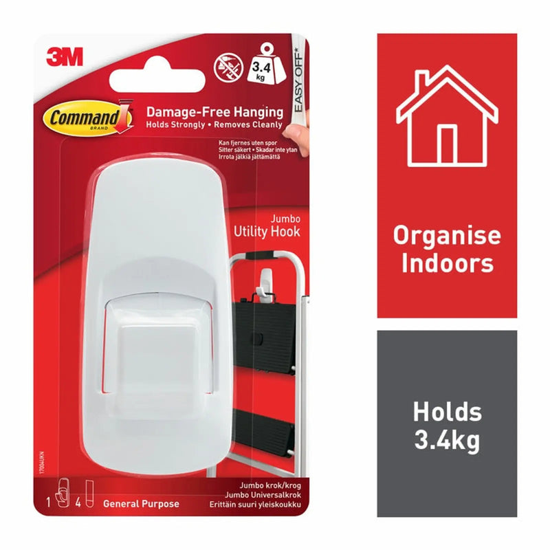 Stax Command™ Jumbo Utility Hook 1 Hook, 4 Large Strips