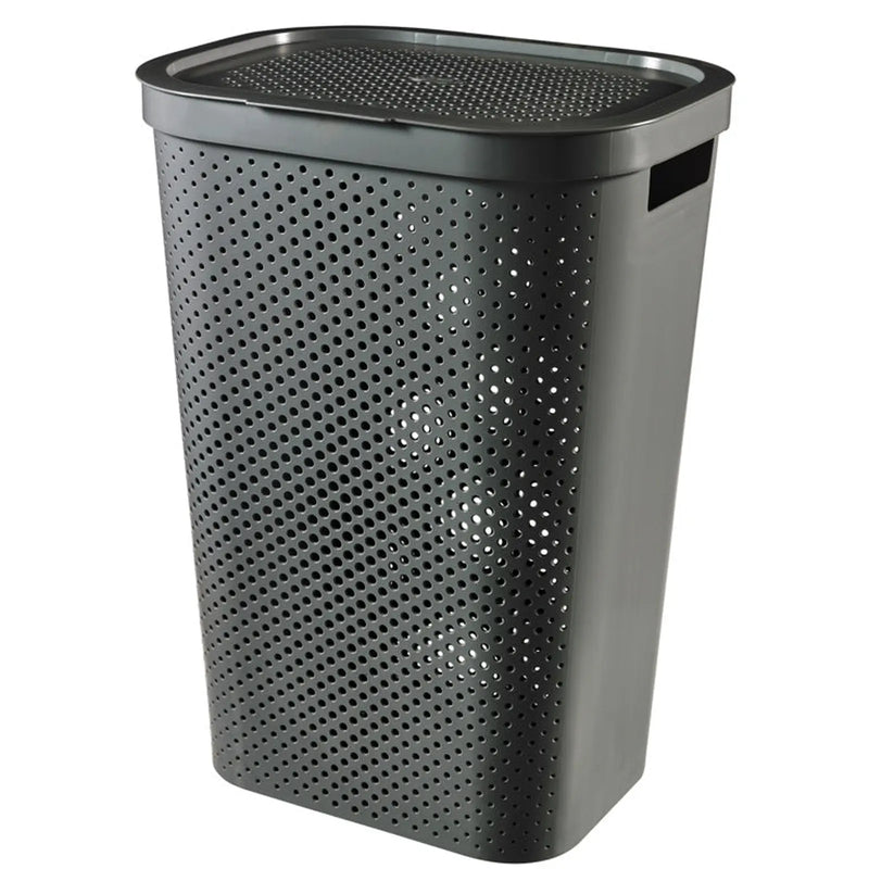 Curver Recycled Infinity Dots Laundry Hamper 60L Dark Grey