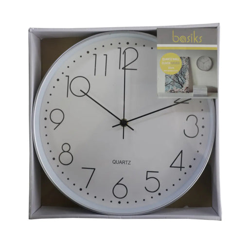 Basiks 30cm Quartz Wall Clock Silver
