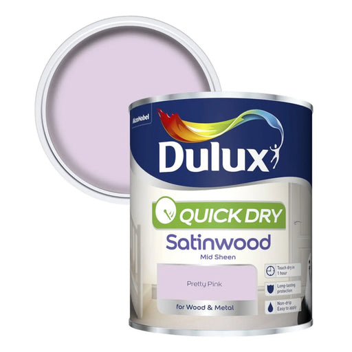 Dulux Quick Dry Satinwood 750ml Pretty Pink