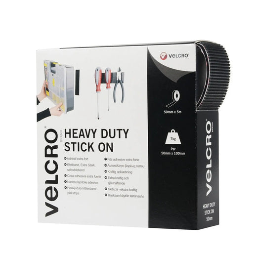 Stax VELCRO® Heavy Duty Stick On Tape 50mm x 5m Black