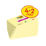 Stax Post-it® Super Sticky Yellow Notes 76 mm x 127 mm 90 Sheets 4 Pads Plus 2 Free