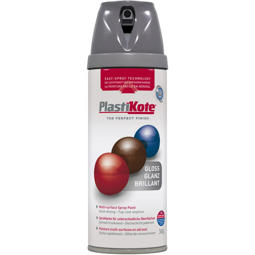 PlastiKote Twist & Spray Paint 400ml Medium Grey Gloss