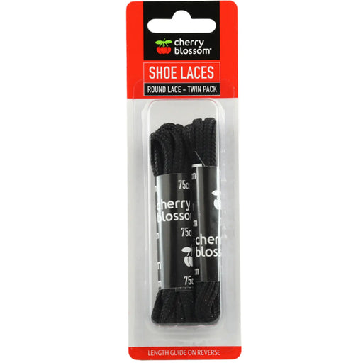 Cherry Blossom Twin Pack Round Laces 75cm Black